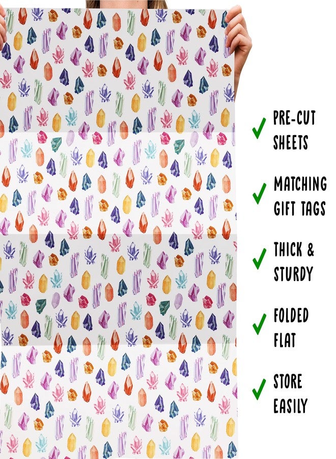 CENTRAL 23 - Crystals Gift Wrap - 6 Wrapping Paper Sheets - Precious Stones on White Background - For Birthdays - Women Girls - Recyclable - Image 5